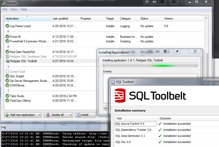 red gate sql toolbelt updated automatically with Ketarin