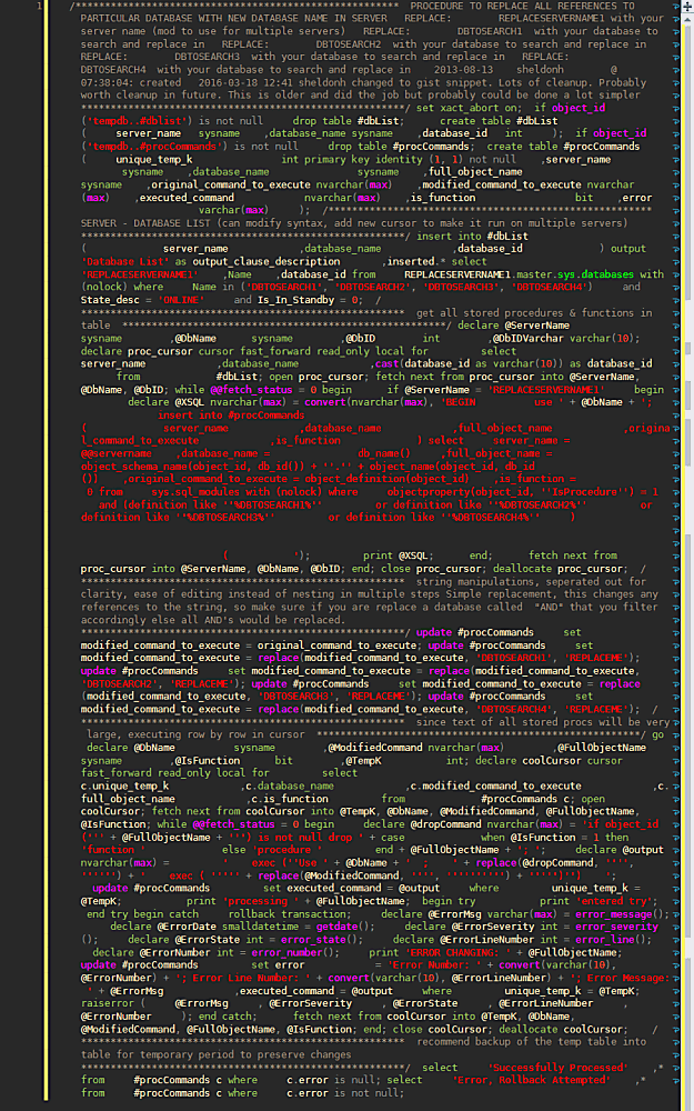 Beautiful Minified Sql Code